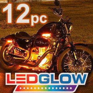 12pc orange led flexible motorcycle underglow body kit