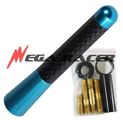 Pontiac jdm short blue 3" in/76mm carbon fiber #25u oem screw type antenna