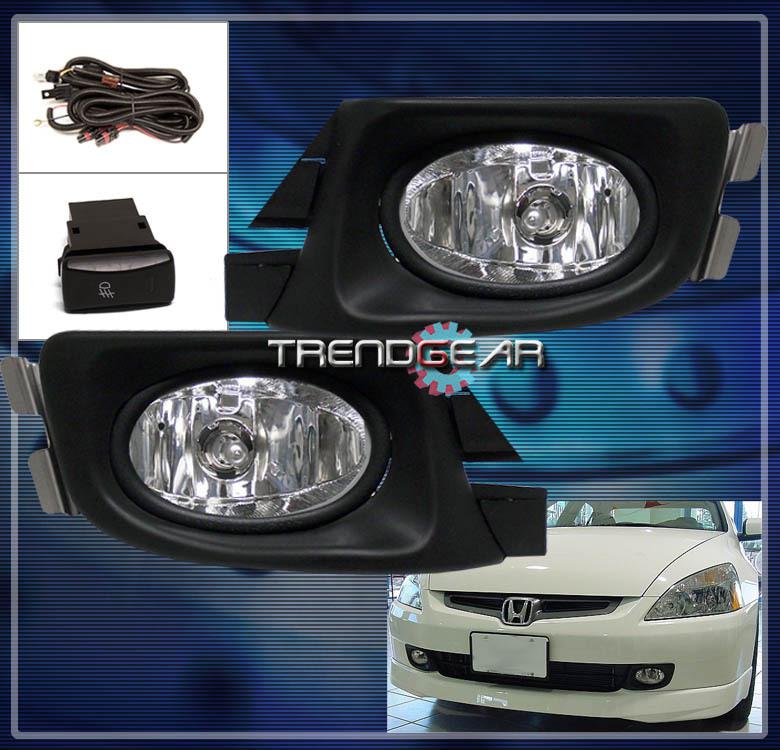 03-05 honda accord dx ex lx sedan 4dr jdm bumper clear fog lights+switch+harness