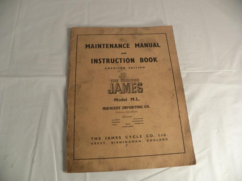 Original james cycle company model m.l. maintenance & instruction manual 