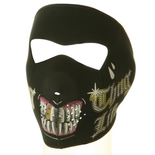 2 in 1 reversible motorcycle biker, ski mobile neoprene face mask - a thugs life