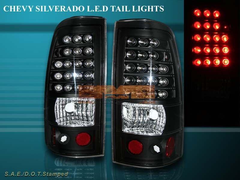 04 05 06 gmc sierra 1500 2500 03-06 chevy silverado led tail lights black