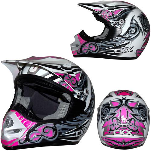 Atv offroad dirt bike mx helmet small white/pink/silver mat ckx whip tx-218