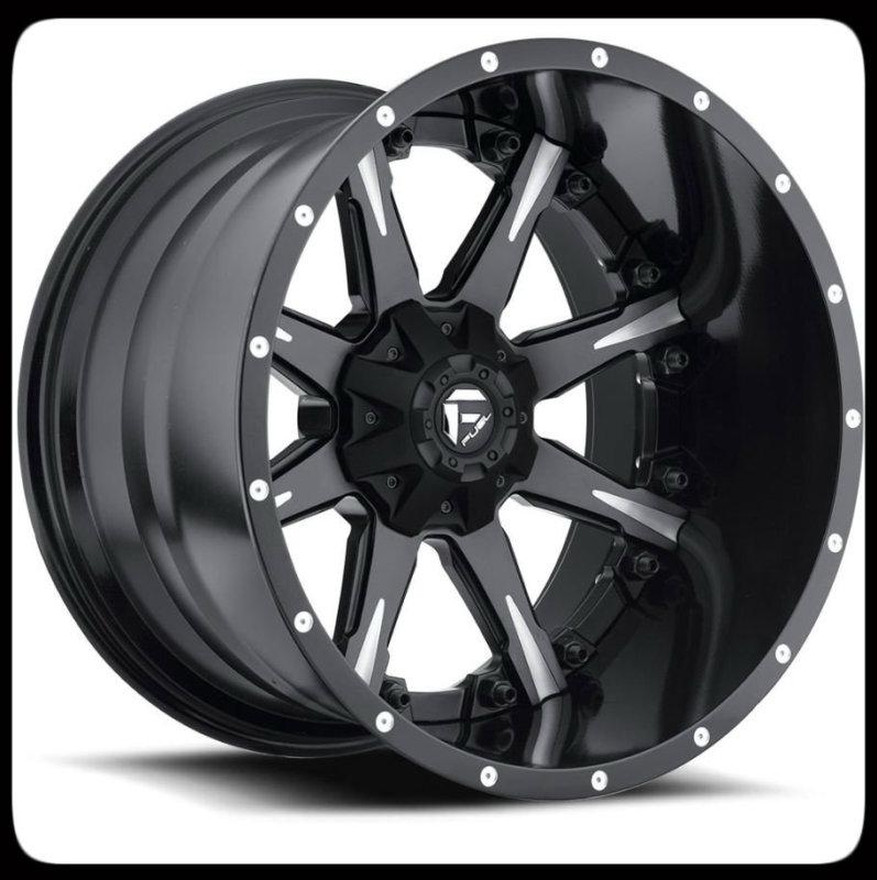 22" x 10" fuel off-road d251 nuts 2pc black milled 8x6.5 chevy wheels rims 22x10
