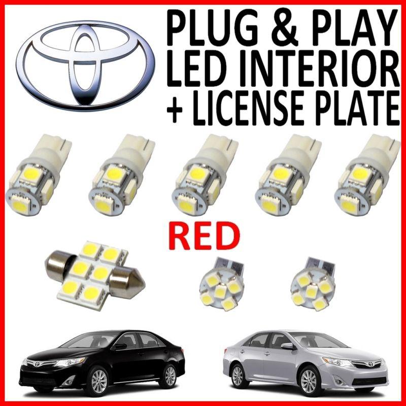 8 piece super red led interior package kit + license plate tag lights tc5r