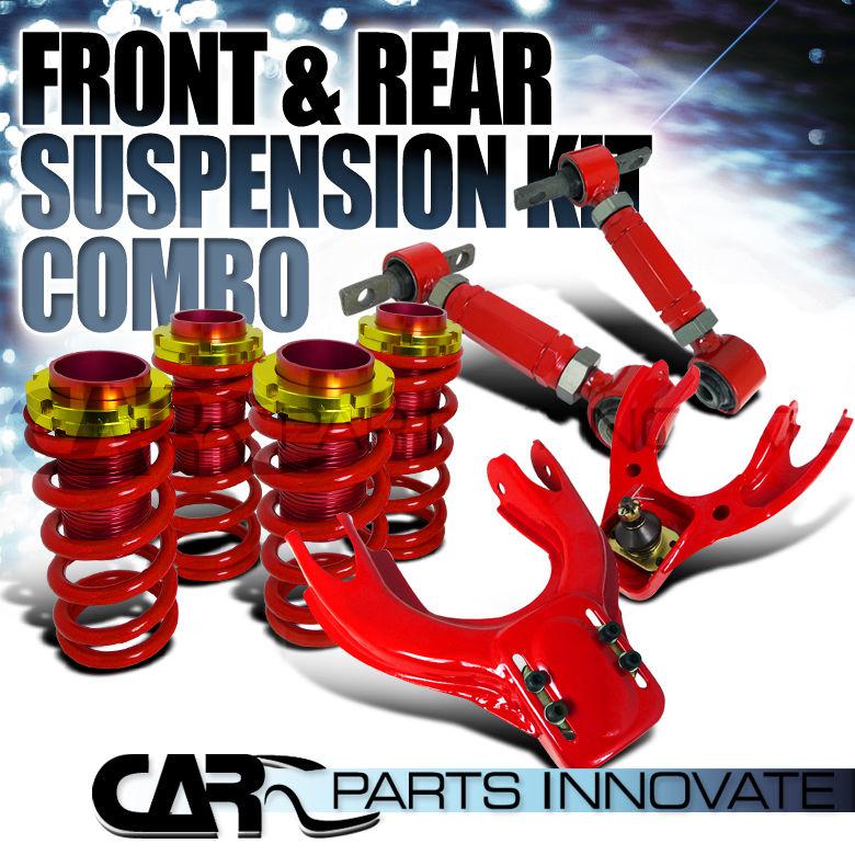 92-95 civic del sol 94-01 integra front+rear camber arm+coilover lowering spring