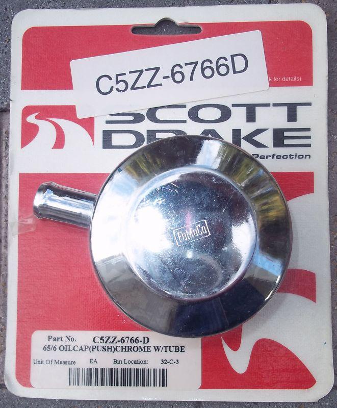 Scott drake c5zz-6766-d 65 66 ford mustang oil cap breather chrome with tube