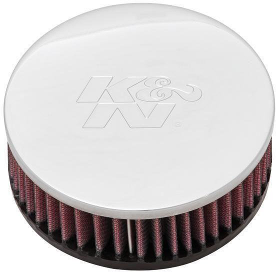 K&n engineering universal round straight air filter - chrome end cap rc-0920 