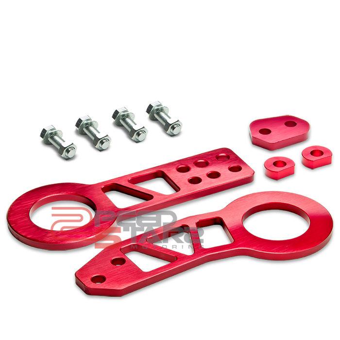 10mm 2.25" opening aluminum red racing towing tow hook kit front & rear+bolts