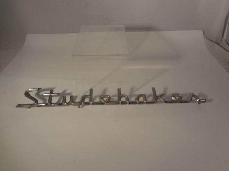 Used studebaker chrome script emblem nameplate g-216