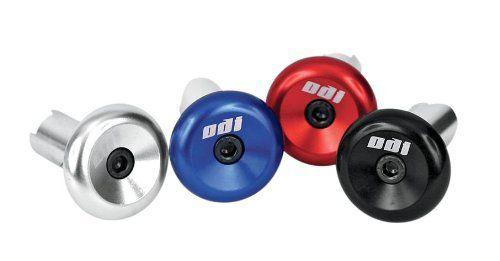 Blue aluminum end plugs for dirtbike handlebars by odi - f71apu