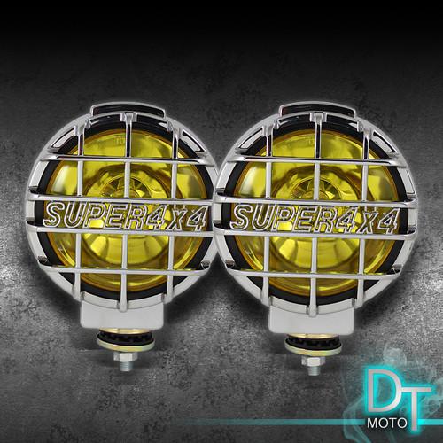 6" 4x4 yellow fog lights+removable stone guard+switch+bulbs car truck suv atv