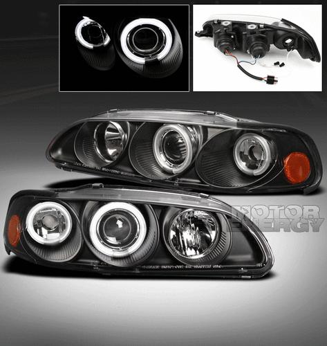 1992-1995 honda civic 2dr/3dr ccfl halo projector headlight lamp black 1993 1994