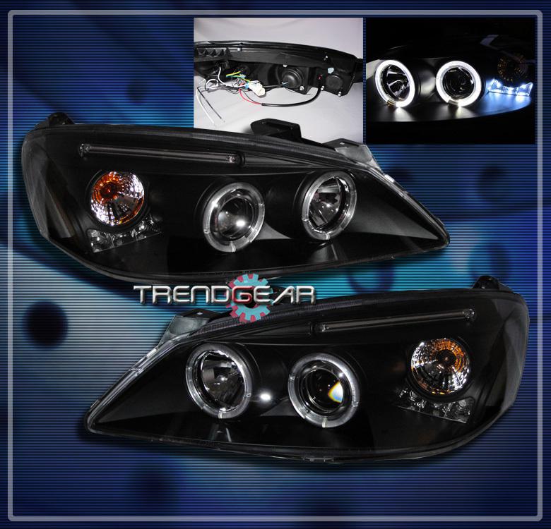 05-10 pontiac g6 2dr/4dr twin halo led projector headlight black 06 07 08 09 new