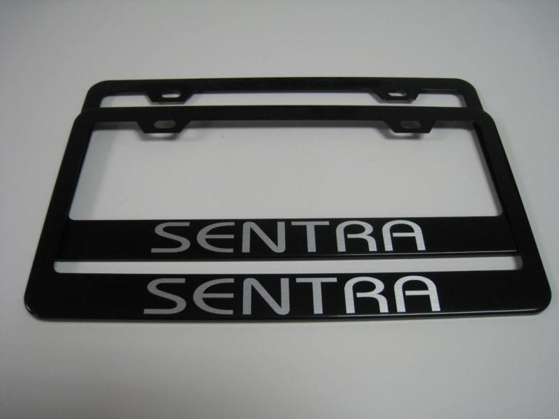 (2) black coated metal license plate frame - nissan "sentra"