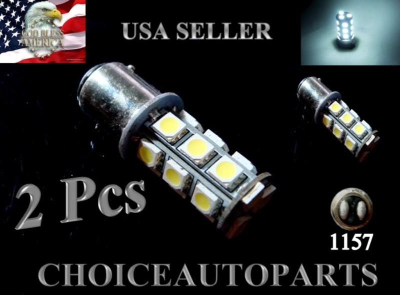 2x 1157 ba15s 18 smd turn signal & backup white car led light bulbs 2357 7528