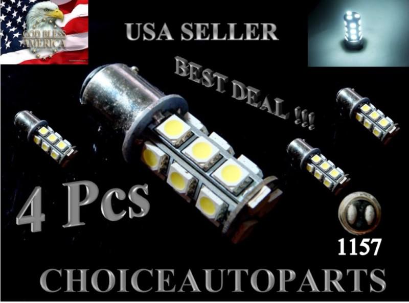 4x ba15s 18 smd 1157 turn signal & backup white car led light bulbs 2357 7528