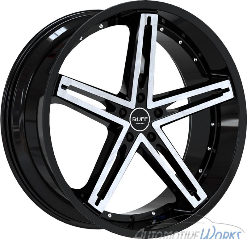 22x10 ruff r359 5x114.3 5x4.5  +45mm gloss black machined rims wheels inch 22"