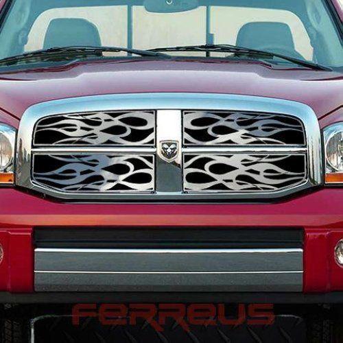 Dodge ram 06-08 horizontal flame polished stainless grill insert trim cover