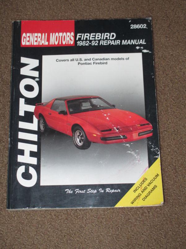 Chilton firebird 1982-92 repair manual