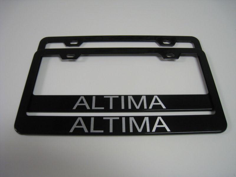 (2) black coated metal license plate frame - nissan "altima"