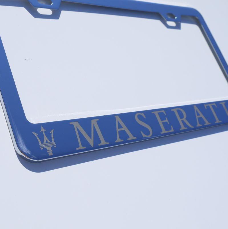 Maserati chrome silver license plate frame laser 100% high quality engrave ss