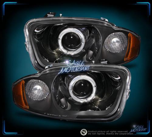 03-05 chevy cavalier halo chrome projector headlights clear lamps new +led strip