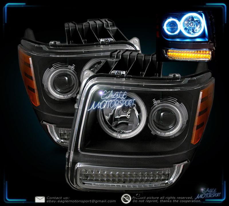 2007-2011 dodge nitro dual twin ccfl halo projector black blk led headlights