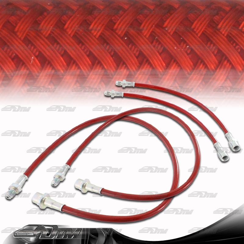 1990-1999 toyota mr2 dohc / turbo front & rear stainless steel brake lines red