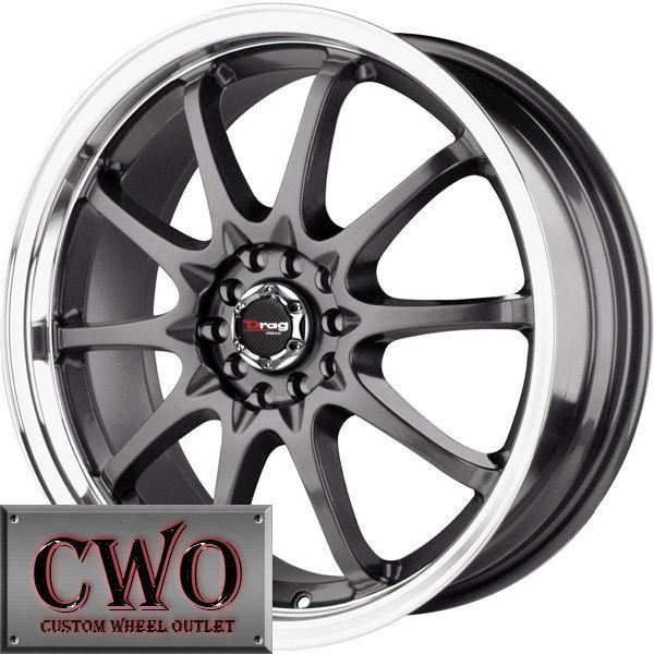 15 gunmetal drag dr-9 wheels rims 4x100/4x114.3 4 lug civic integra versa mini