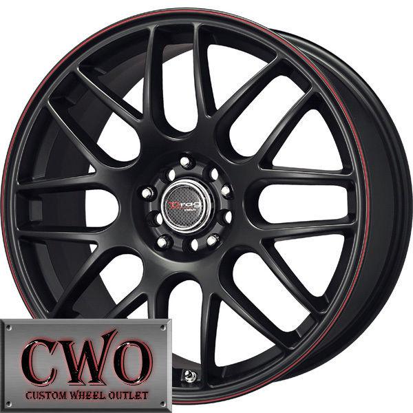 18 black drag dr-34 wheels rims 5x100/5x114.3 5 lug civic mazda 3 6 wrx accord