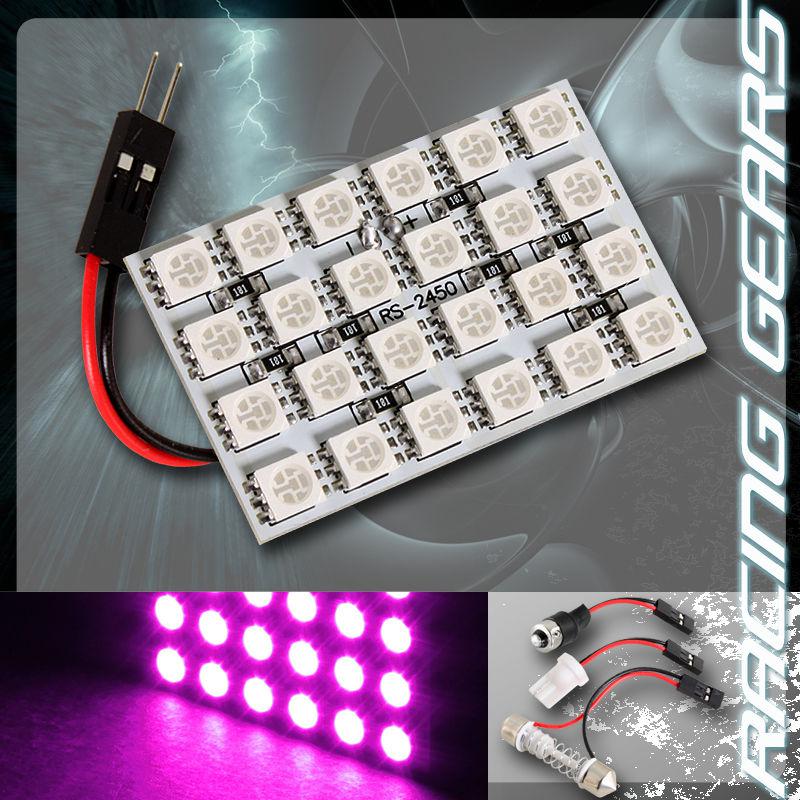 1x purple 24 smd led replacement interior dome map light t10 &  festoon adapters