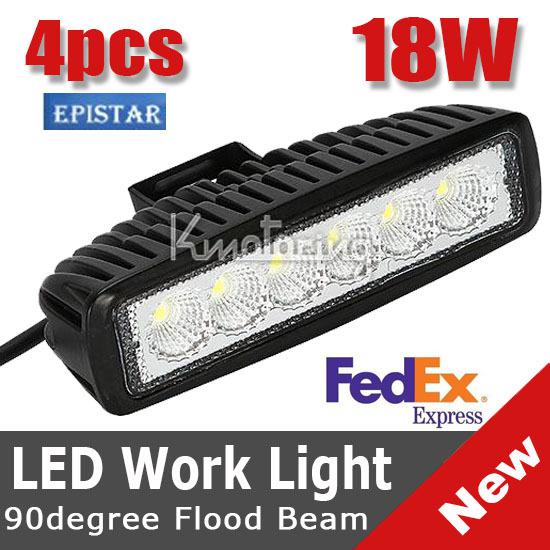 4pcs 18w spot/flood beam slim work epistar led light offroad truck 4wd 4x4 lamp