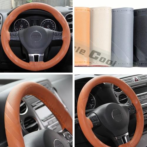 43014 14-15" 38cm steering wheel cover brown leather fiat wrap bmw audi car suv