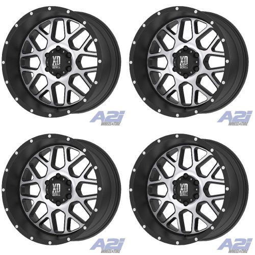 Set 4 17&#034; xd series xd820 grenade black machined chevy truck wheels 17x8.5 8x6.5