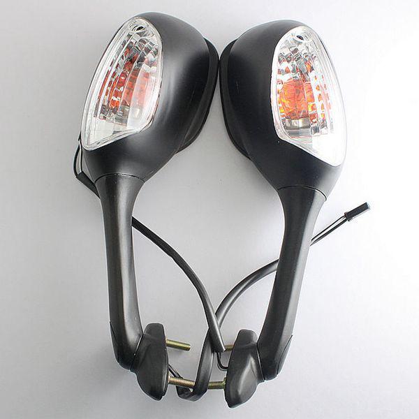 Black integrated turn signals mirrors for suzuki gsxr 600 750 2006 2007 2008