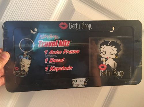 Betty boop car truck auto license plate frame decal keychain winking lips kiss