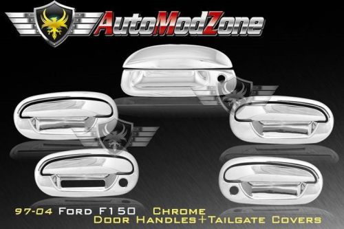 97-04 ford f-150 chrome 4 door handle covers + tailgate cover w/ psg keyhole