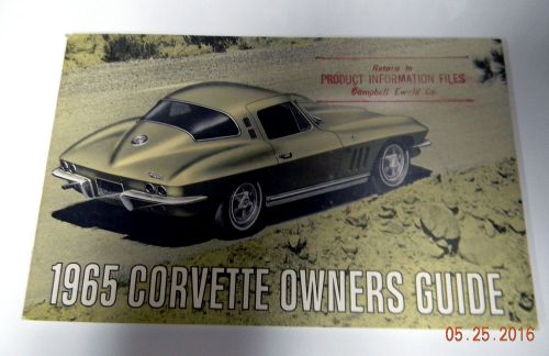 1965 chevrolet corvette owners manual guide first ed. near mint with card