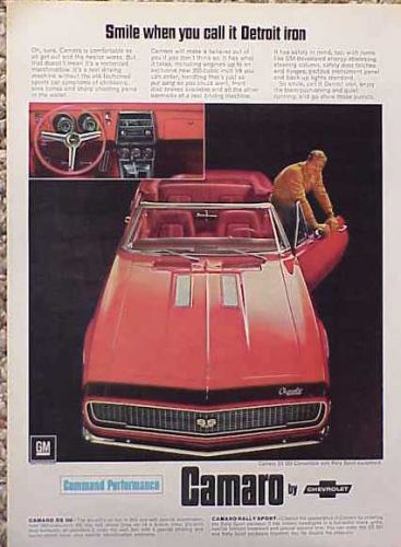 1967 chevy camaro ss rs convertible original vintage ad  cmy store 5+= free ship