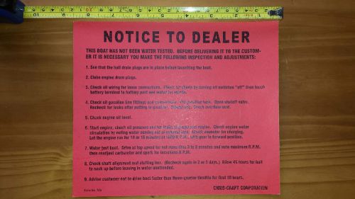 Chris craft. wood boat. notice to dealer