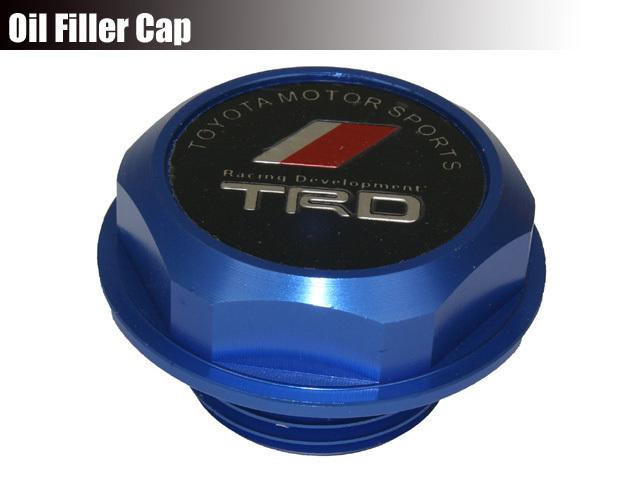 Trd billet engine oil fuel filler tank cap cover blue for toyota lexus scion es