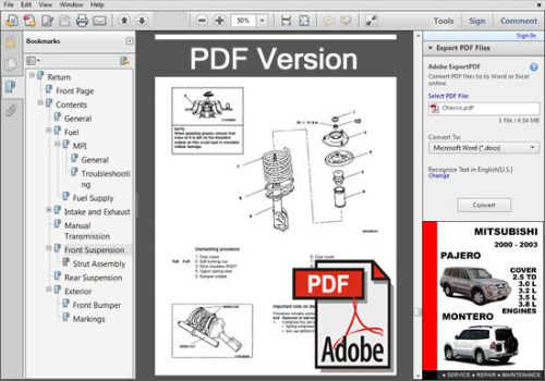 Mitsubishi pajero montero 2000 2001 2002 2003 factory service repair fsm manual