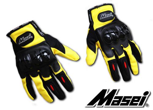 Masei 101 yellow leather motorcycle &amp; motocross gloves free shipping m l xl p2