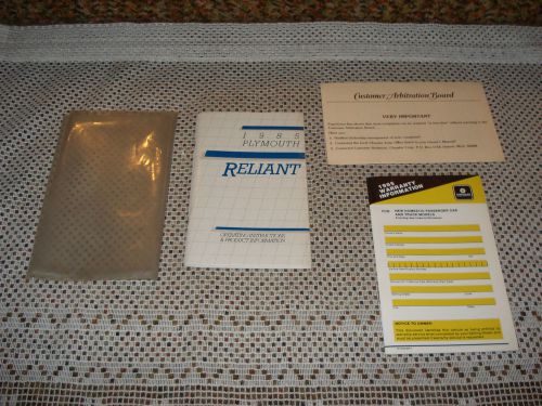 1985 plymouth reliant owners manual set book original book
