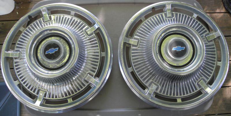 1965 chevrolet full hubcaps - wheel covers - original - pair of 2  14"