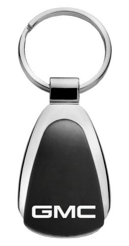 Genuine gmc logo metal black chrome tear drop key chain ring fob