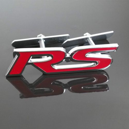 Red metal emblem alloy car 3d rs logo front grill grille badge for kia hyundai