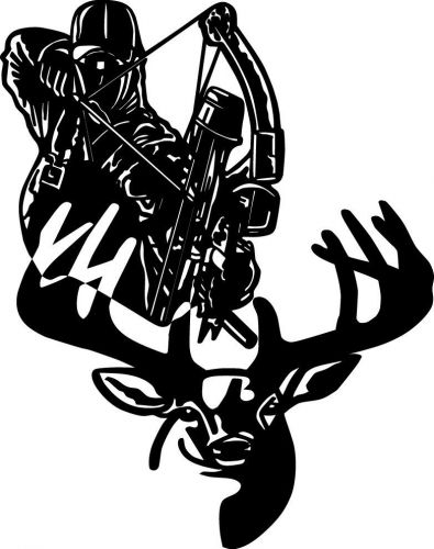 Deer bow hunting die cut window decal, white decal, 10&#034; x 14&#034;, f
