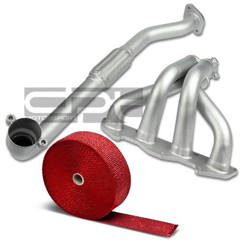 Stainless ceramic exhaust header fits 2g eclipse/talon/avenger nt+red heat wrap